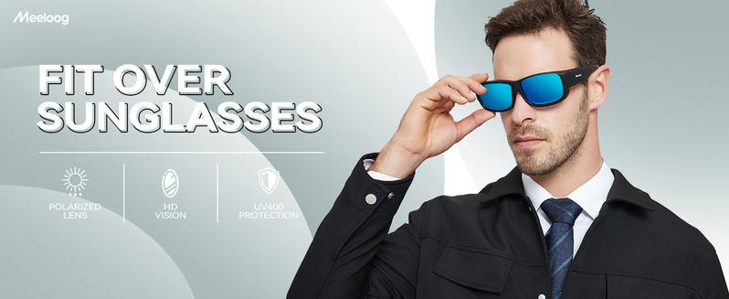 Polarized Fit Over Sunglasses for Men, Fashion Accessories for Outdoor Activities, Stylish Glasses, Polarized 100% UV400 Protection, Classic Sports Style Lightweight Design ST0006