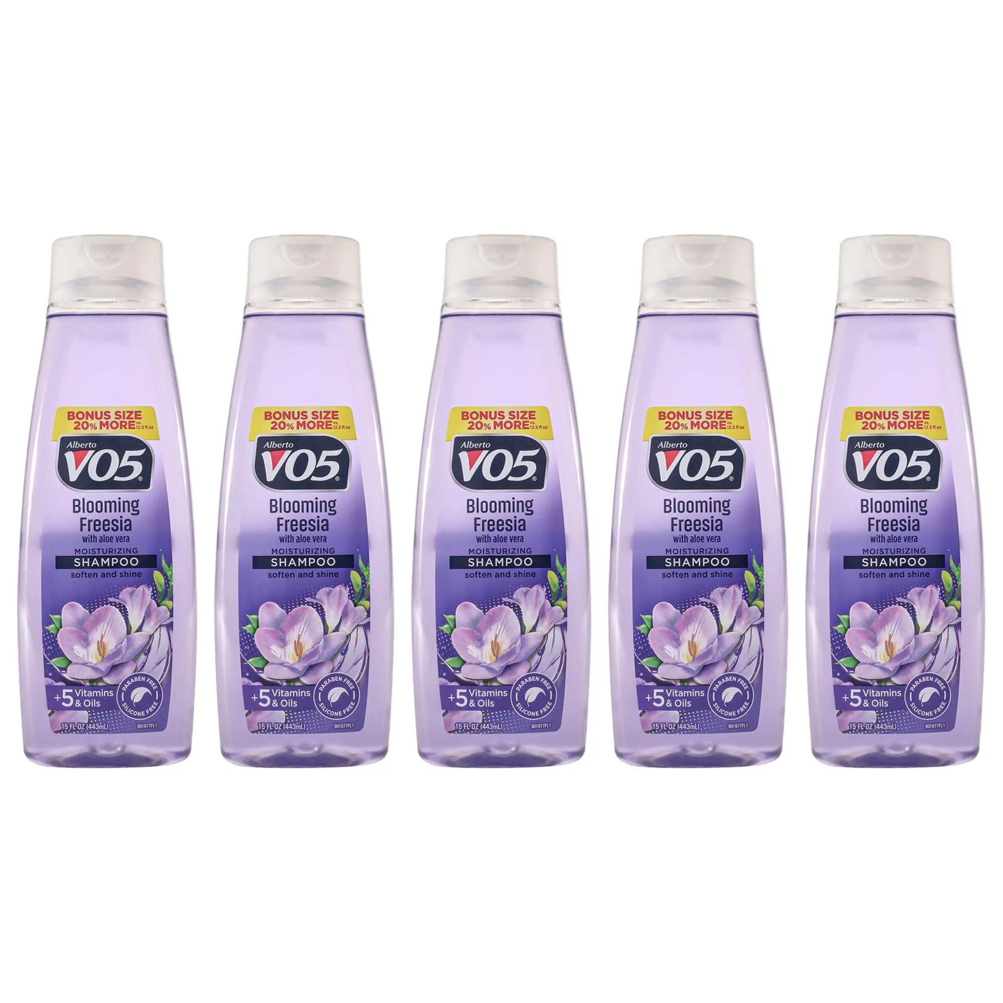 Moisturizing Blooming Freesia Shampoo by Alberto VO5 for Unisex - 15 oz Shampoo - Pack of 5