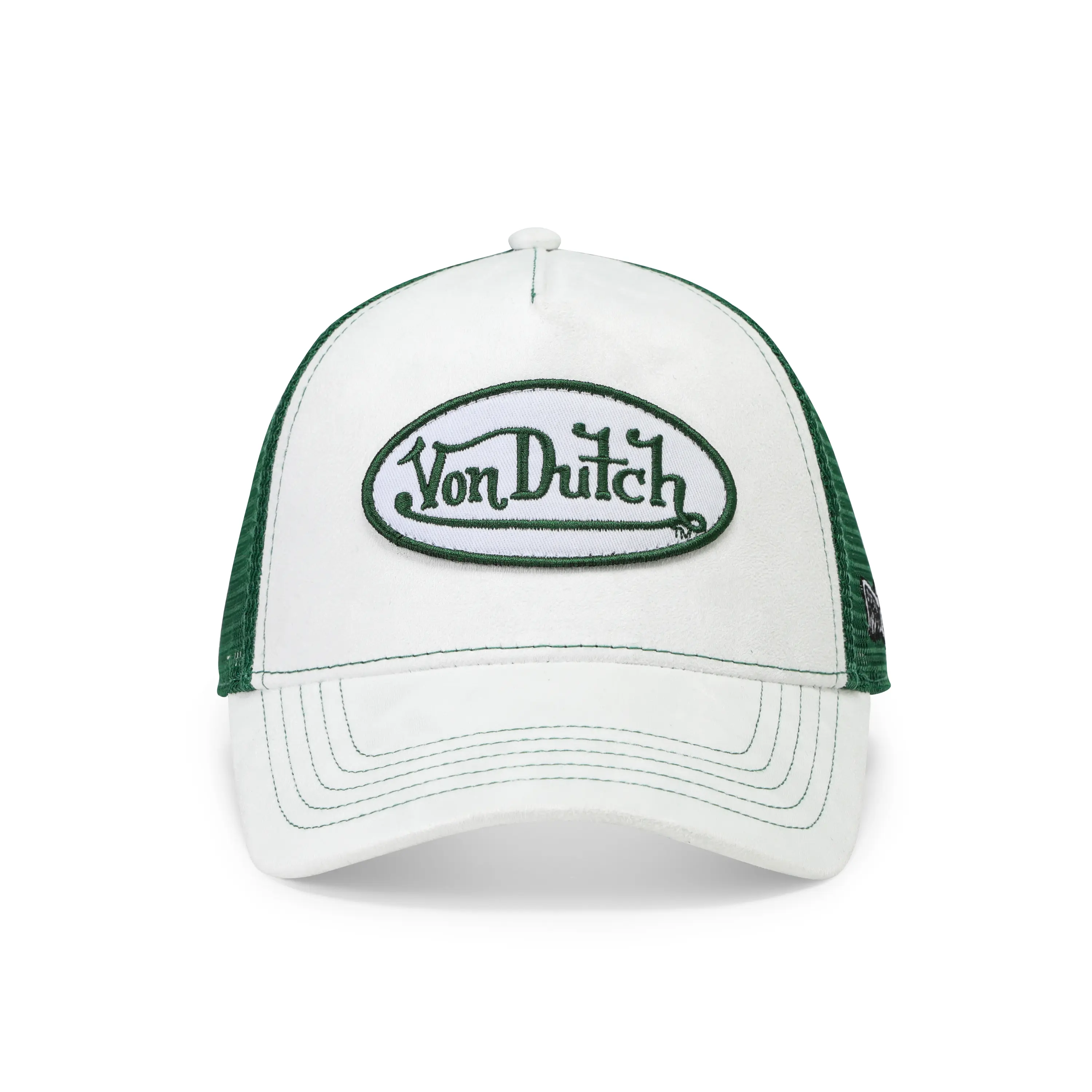 Suede Trucker Hat - White and Green