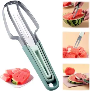 3 in 1 Watermelon Cutter Slicer Tool - Stainless Steel Watermelon Popsicle, Fork Slicer Cutter multifunctional, Portable Watermelon Knife Fruit Cutter for Camping Kitchen Gadgets
