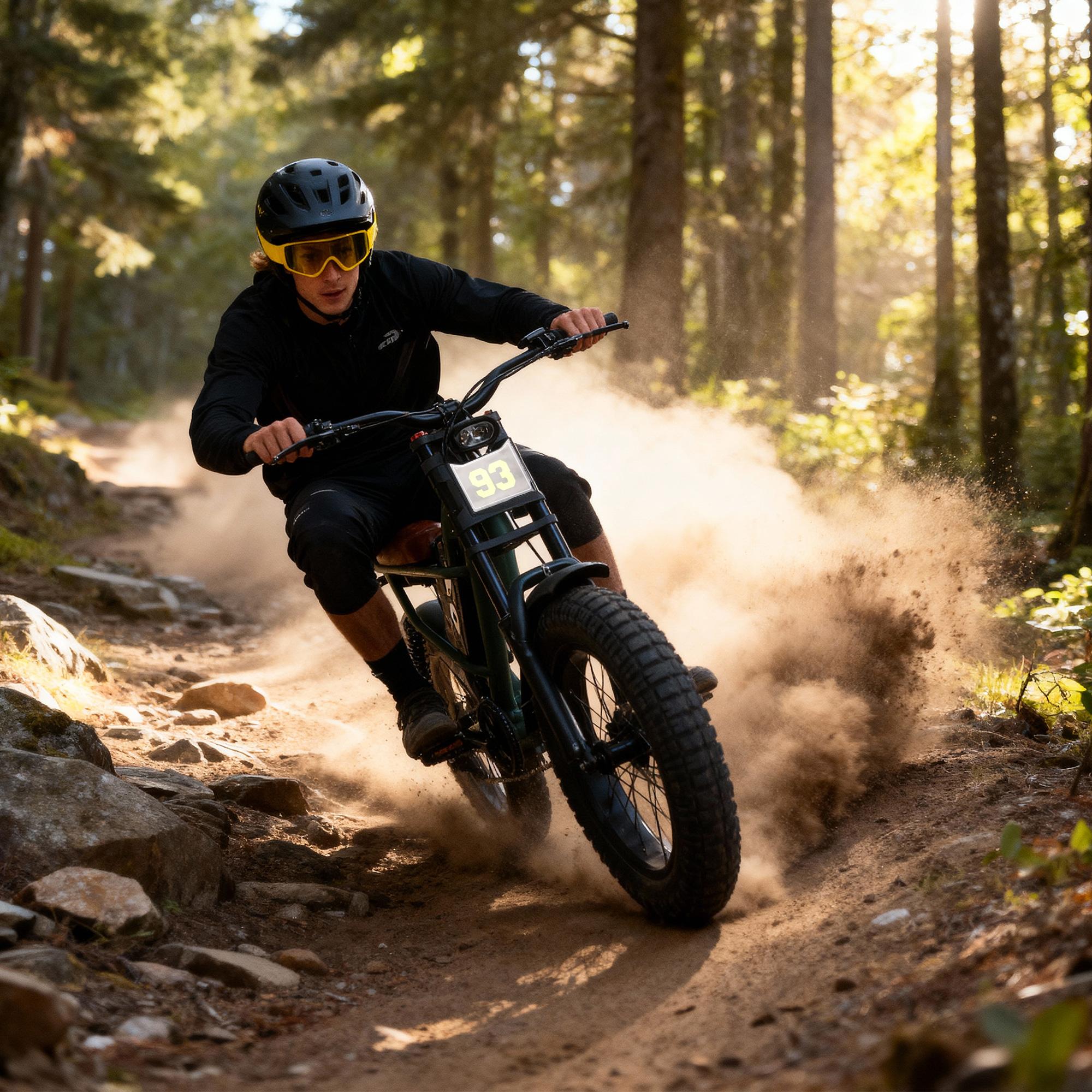 Upgraded electric bicycle with high carbon steel frame, hydraulic shock absorption, full suspension system, top speed of 32mph, 48V 1500W motor, riding assistance range of 40-70 miles, 20 * 4.5-inch all terrain tires, snow tires, off-road motorcycle