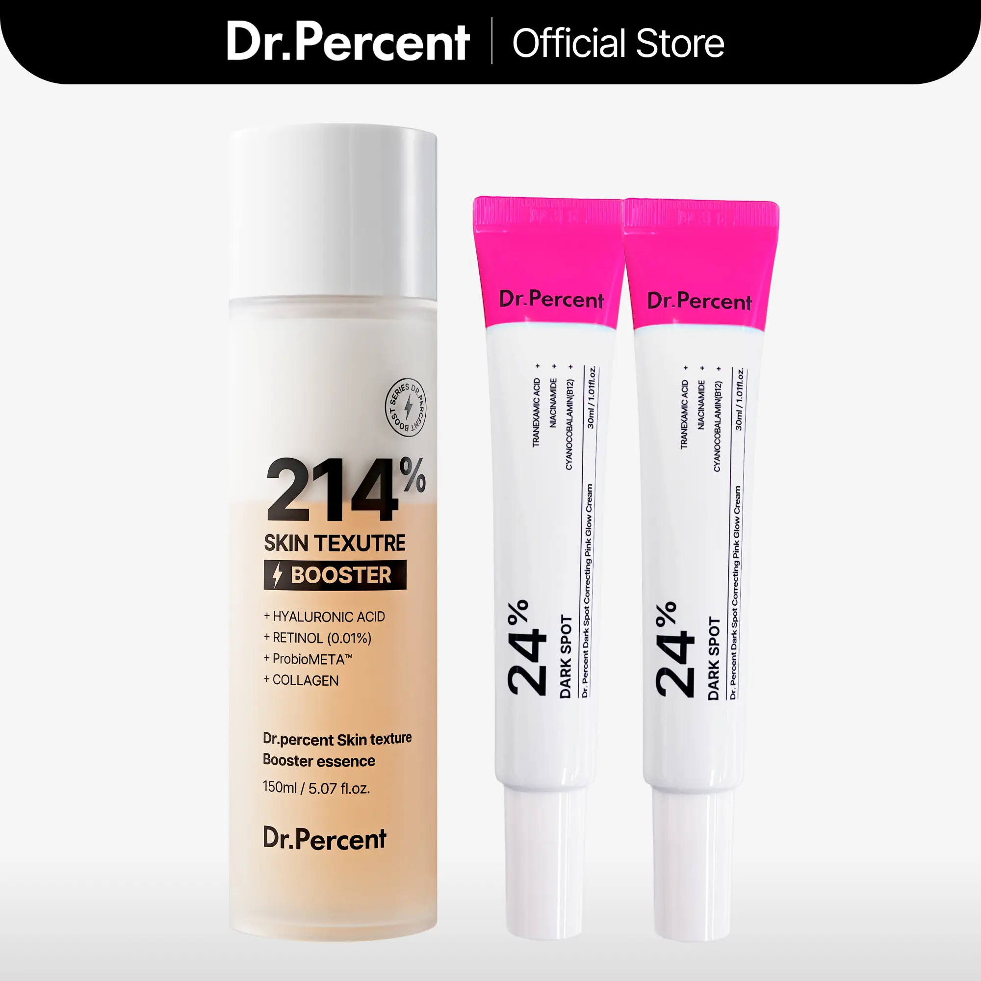 Spotless Glow Duo | Dark Spot 24% Correcting Pink Glow Cream 2EA + Skin Texture Booster 214% Essence 1EA