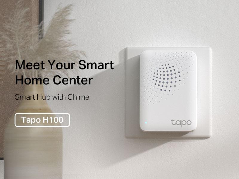 TP-Link & Tapo H100 Smart Hub + Chime – 1 500 ft Long-Range, 64-Device Controller, 19-Ring Doorbell System, 90 dB Alarm, Ultra-Low-Power Sub-G, Works with Tapo Sensors, No Subscription Wireless