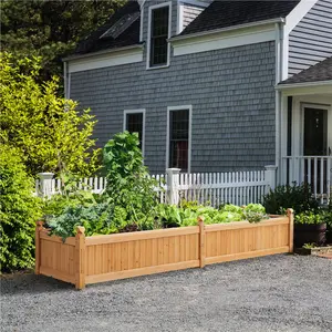 Costoffs Fir Wood Garden Bed Garden Planter Box 90.5″ L × 23.5″ W × 16″ H Raised Base Bottom Drainage Middle Divider Anti-Soil Leak for Yard/Greenhouse/Home Vegetable/Flower/Greens Planting