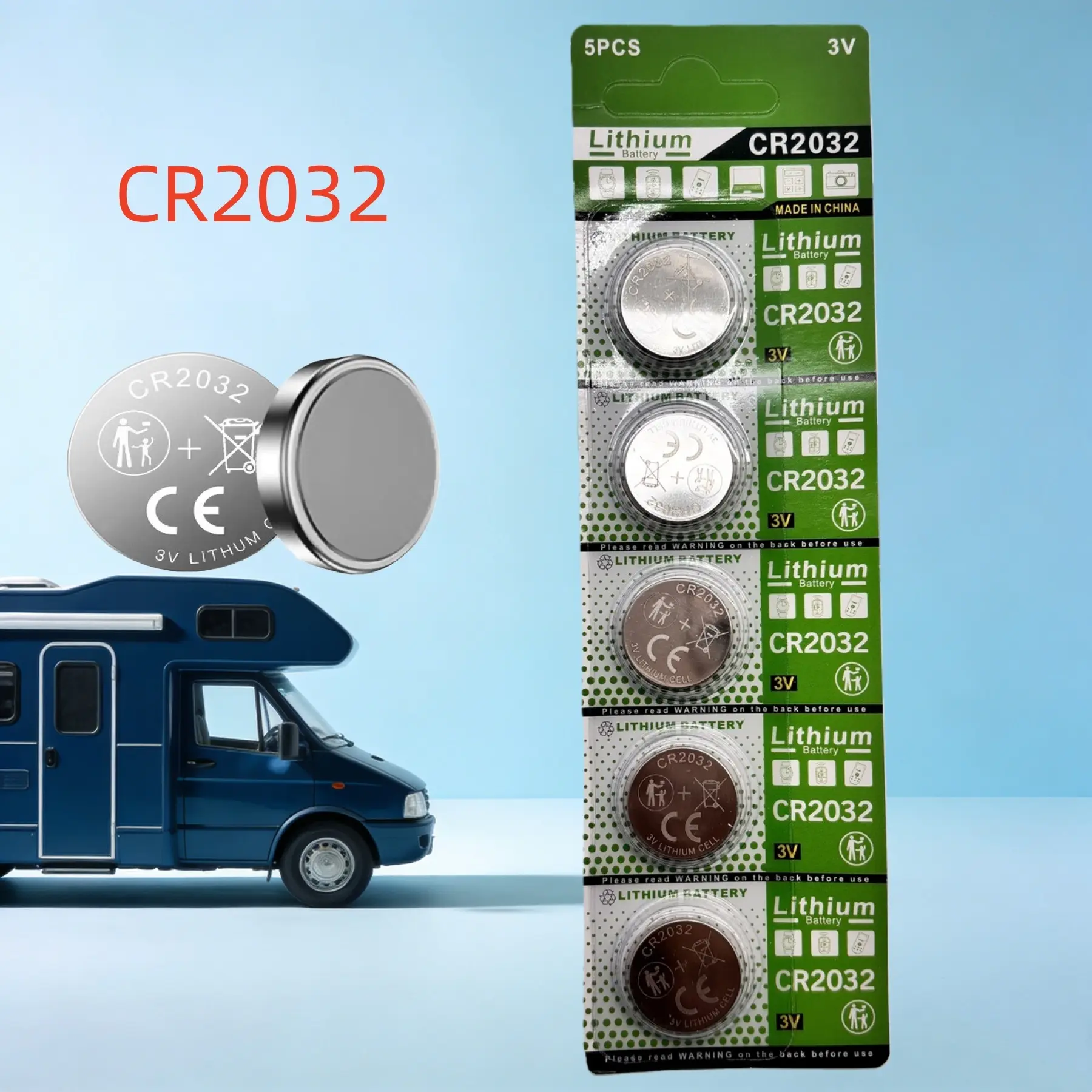 Cr2032 3v Lithium Button Battery, Dual Packaging Protection, Ideal for Car Keys, Remote Controls, Toys, Alarms, Watches, Household Appliances