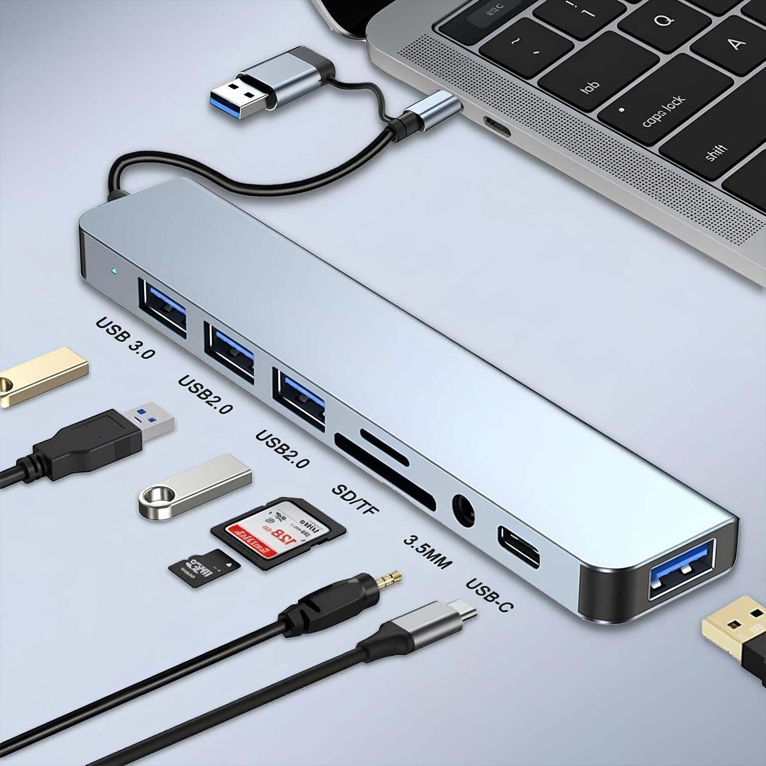 USB C Hub, 8 in 1 USB C to Multiport Adapter, 3 USB 3.0 Ports, SD/TF Card Reader, 100W PD, Desigend for PC/Laptops/MacBook Pro/Air/iMac/iPad and More Devices US Delivery