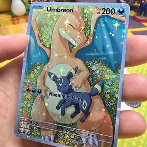 Custom Umbreon & Sleepy Charizard Holo Pokémon Card – Moonlight Flame Special Art Proxy - Starry or Bubble Holo