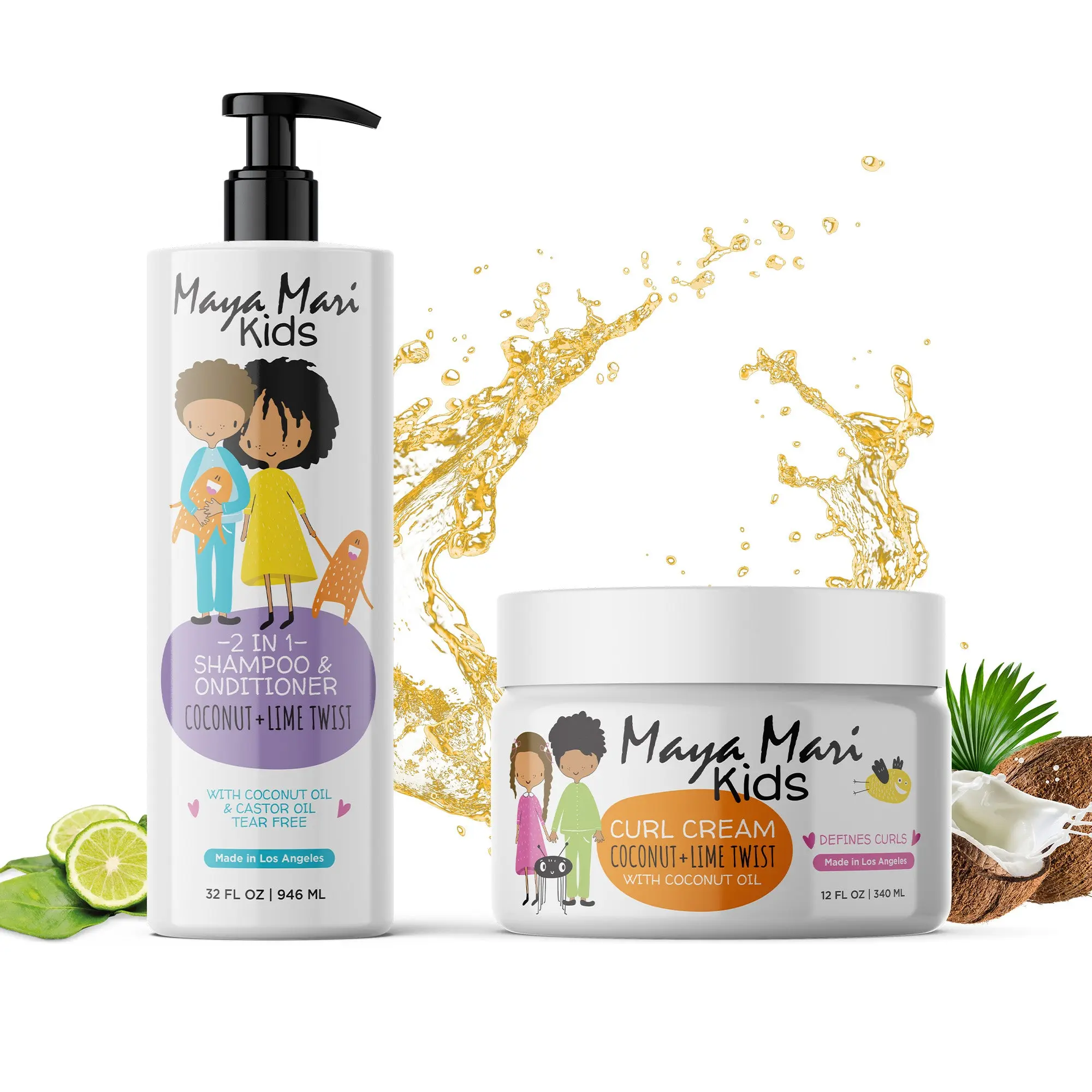 Maya Mari Kids Curl Conditioning Kit 2-Piece Set – Kids 2-in-1 Shampoo and Conditioner and Curl Cream, Curl-Defining Routine for Rich Curls