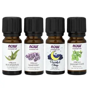 NOW Foods Let There Be Peace & Quiet™, Relaxing Essential Oils Kit, 4 Bottles, 1/3 fl oz (10 ml) Each