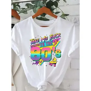 80s Shirt Womens Vintage Graphic Outfit Shirts Casual Retro 80 s Novelty Nostalgia Tee Tops