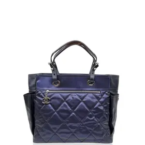 Pre-owned CHANEL Leather tote bags Tote Bag Coated Canvas Purple Blue (dv1221m5)