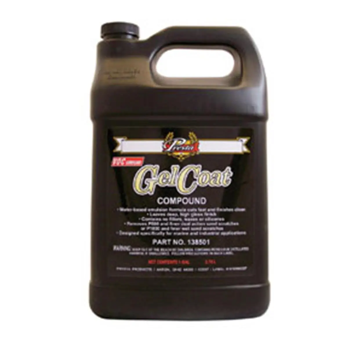PRESTA 138501 Cut & Polish Gel Coat Compound Polish - 3.000 lbs, Deep Radiant High-Gloss Finish, Wet Sanding Scratch Removal, VOC Compliant, Water-Based for Marine/DIY Car Care Paint Maintenance