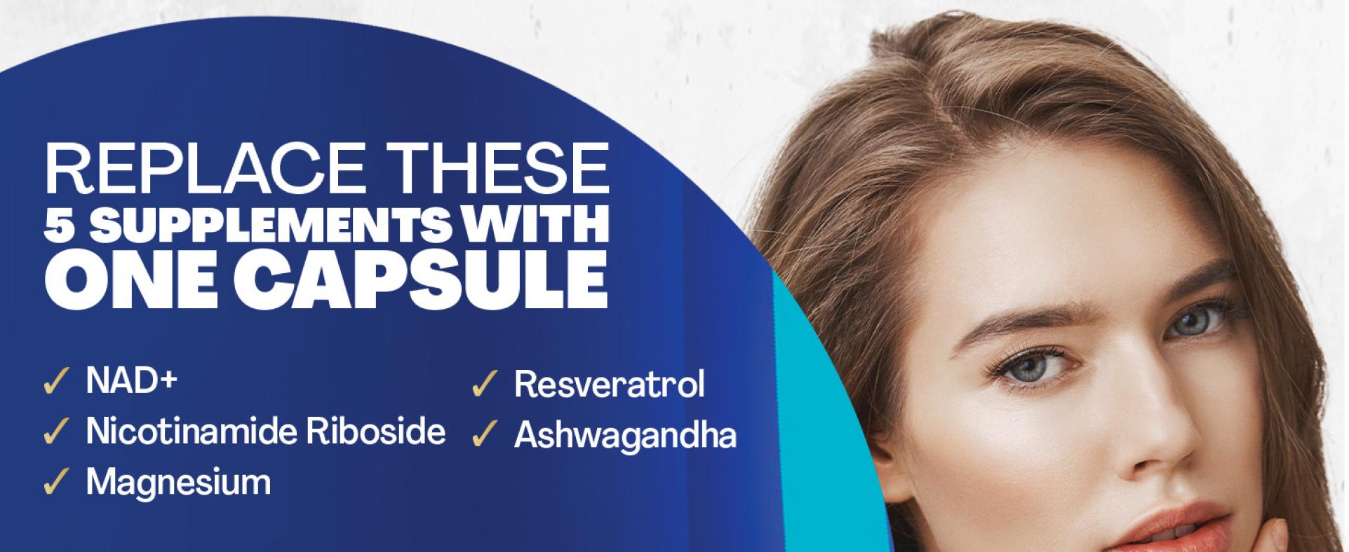 Zoyava NAD+ Supplement - Skin Aging Support All-in-One Dietary Supplement with Nicotinamide Riboside, Magnesium, & 7+ Extra Strength Ingredients - Made in USA - 60 Capsules