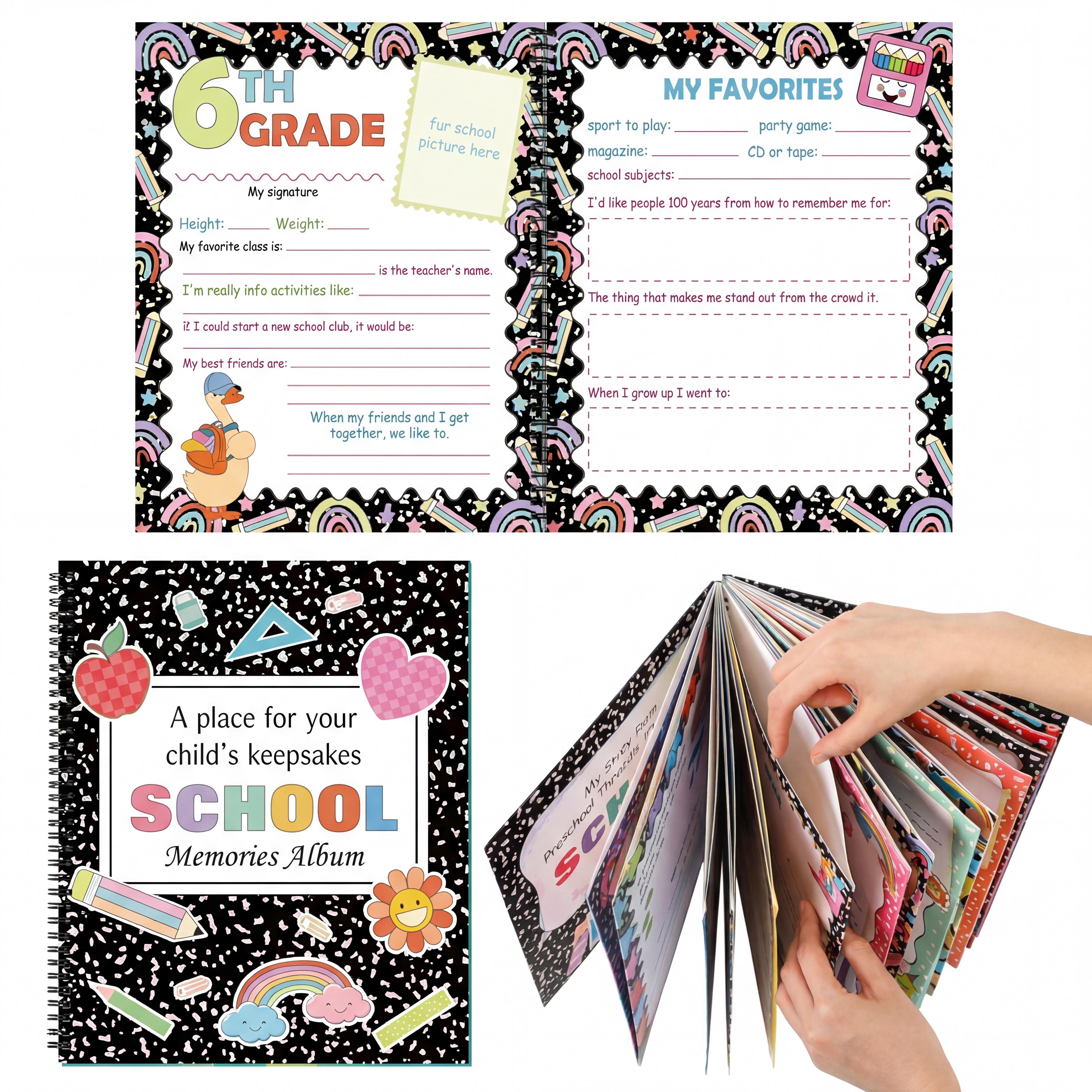 School Memory Book Preschool Back to School Gifts Keepsake for Kids Scrapbook Photo Memories from Preschool Through 12th Grade with 14 Pocket for Storage Portfolio Every Grade Pictures Campus Back to School Season Supplies School Memory Book Preschool Back to School Gifts Keepsake for Kids Scrapbook Photo Memories from Preschool Through 12th Grade with 14 Pocket for Storage Portfolio Every Grade Pictures Campus Back to School Season Supplies