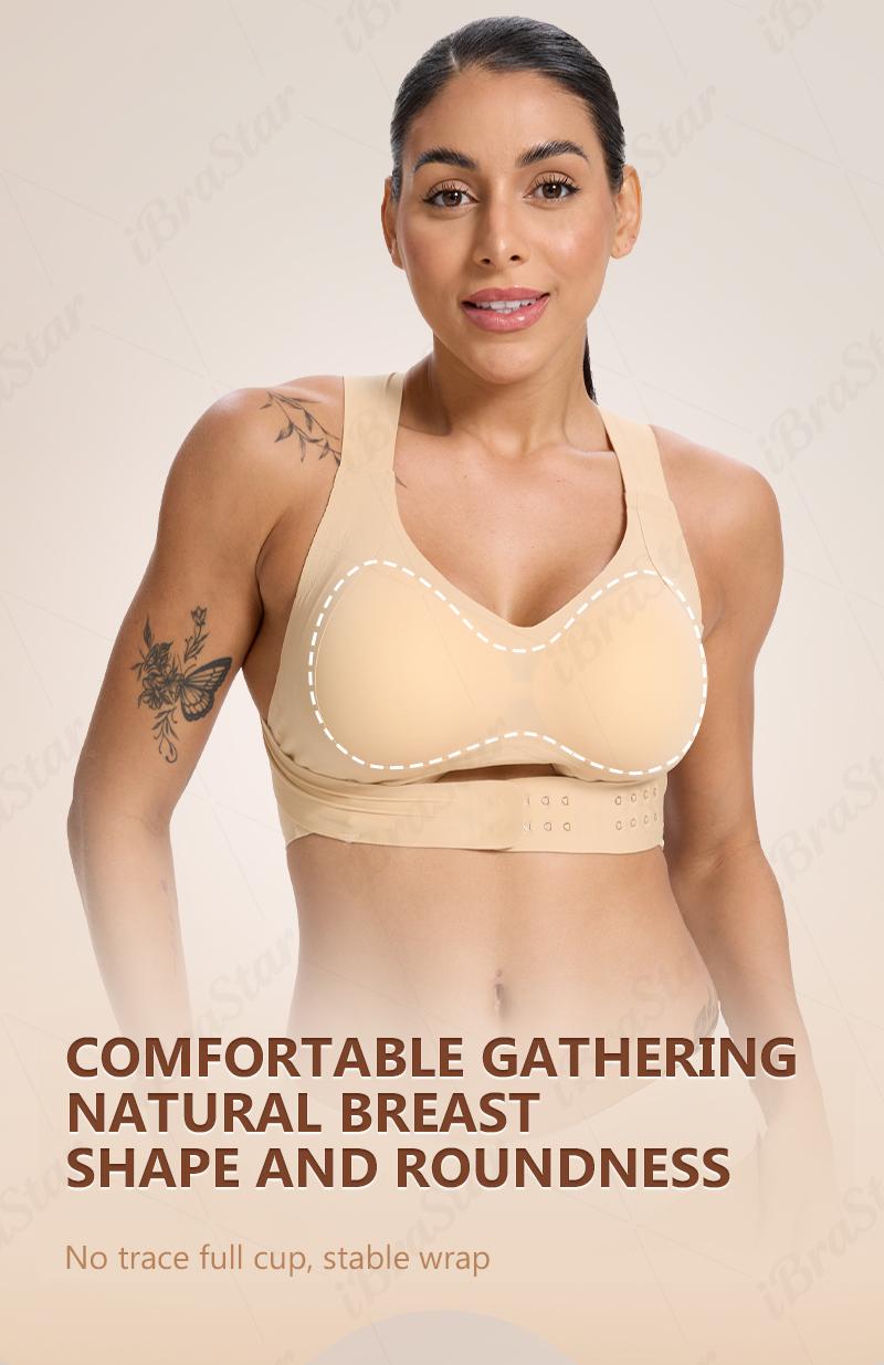 【Postural correction】Skin-Friendly Wireless Sports Bra, Women's Beige Padded Crop Top with Breathable Lining, Essential Sportswear for Yoga & Daily Fitness