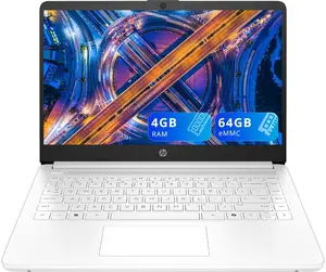 HP 14" HD Display Laptop, Intel Celeron N4500, 4GB ram, 64GB eMMC, Intel UHD Graphics, Wi-Fi 6, 720p HD Camera, Media Card Reader, Win 11S, White