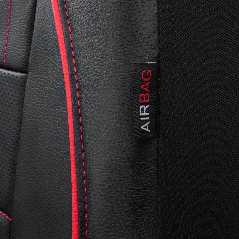CAR PASS 2/5 seats Universal FIT Piping Leather Car Seat Cover, for suvs,Van,Trucks,Airbag Compatible,Inside Zipper Design and Reserved Opening Holes