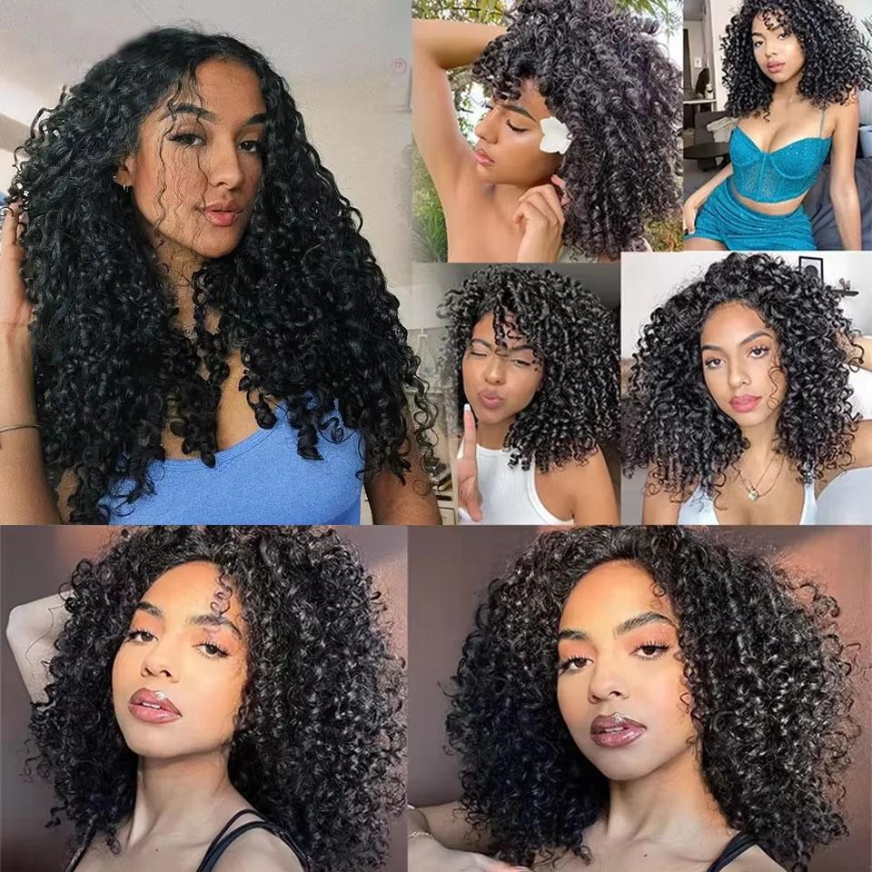 Lemoda Deep Afro Pixie Burmese Curly 100% Unprocessed Raw Human Hair Extensions Top Qanlity Hair Weave Bundles Full and Thick