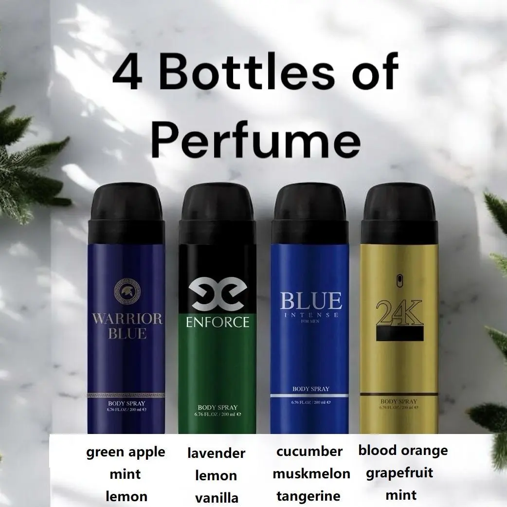 Men's Fragrance Gift Box - 3-Piece Body Spray Set with Citrus, Fruity & Vanilla Notes - Includes Warrior Blue, Enforce Blue & 24 Golden - 6.76 oz