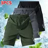 Men's 3-Pack Xlarge Activewear Shorts - Fitted Cut, Drawstring Waistband, Reflective Geometric Patterns, Zipper Pockets for Summer Running, Xlarge Men's Shorts,sohochic