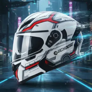 Motorcycle face lift helmet with chin strap, Bluetooth headphone slot, big head circumference, versatile and cool all year round, give away to boyfriend