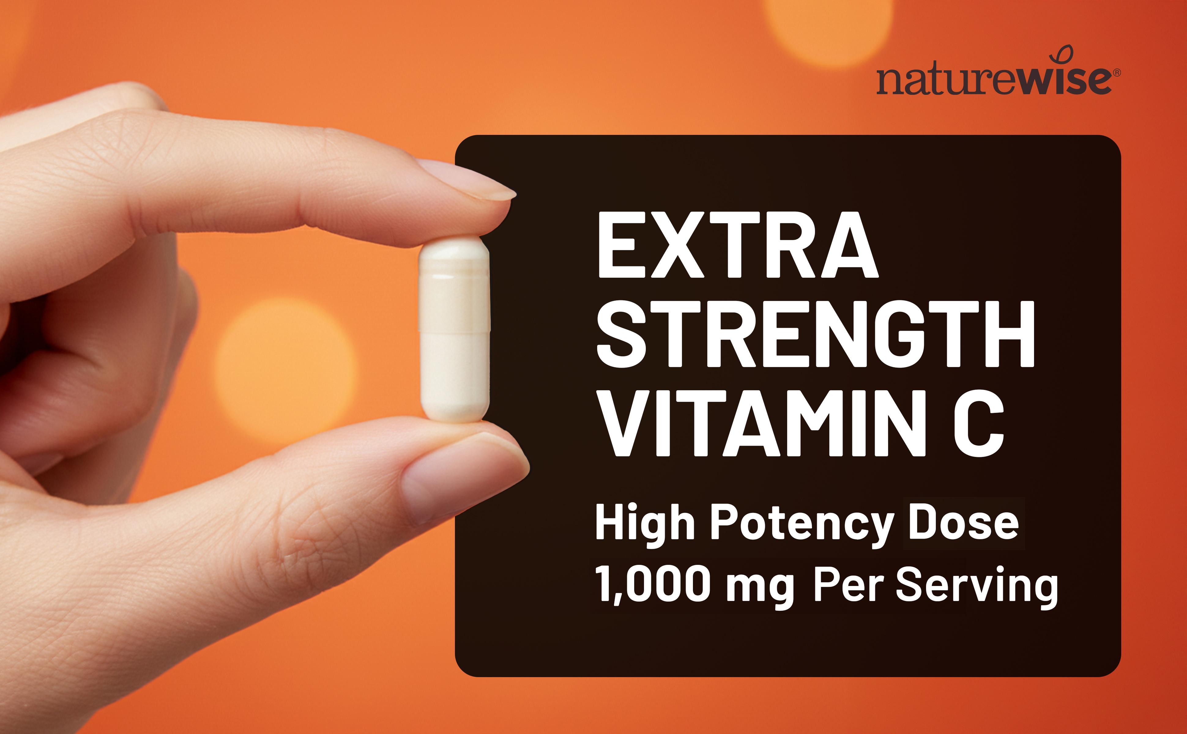 NatureWise Vitamin C 1000mg Capsules - Extra Strength Vegan Vitamin C for Daily Antioxidant & Immune Support - Non-GMO, USA Manufactured