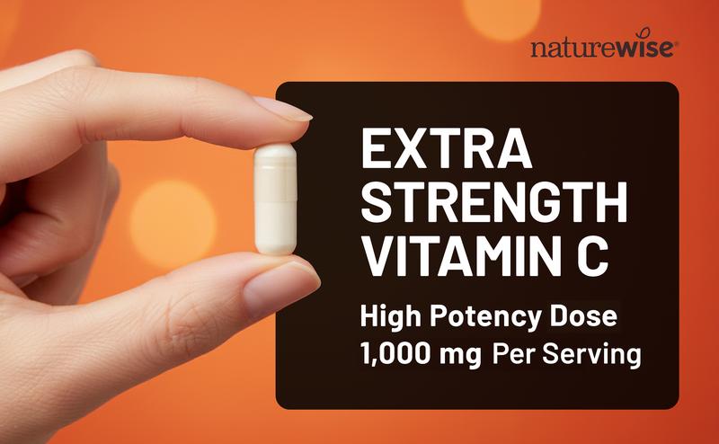 NatureWise Vitamin C 1000mg Capsules - Extra Strength Vegan Vitamin C for Daily Antioxidant & Immune Support - Non-GMO, USA Manufactured