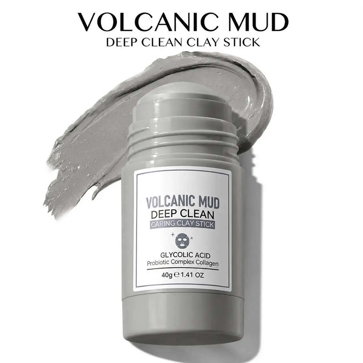 Volcanic Clay Mask Stick (40g) - Beauty Products, Self Care Products, Face Masks, Oil Control Facial Cleanser, Refreshing Skincare, Easy Application for Daily Use, Contains Neither Harmful Additives, Unisex, Facial Care, Easy Apply, Single Item, Stick For