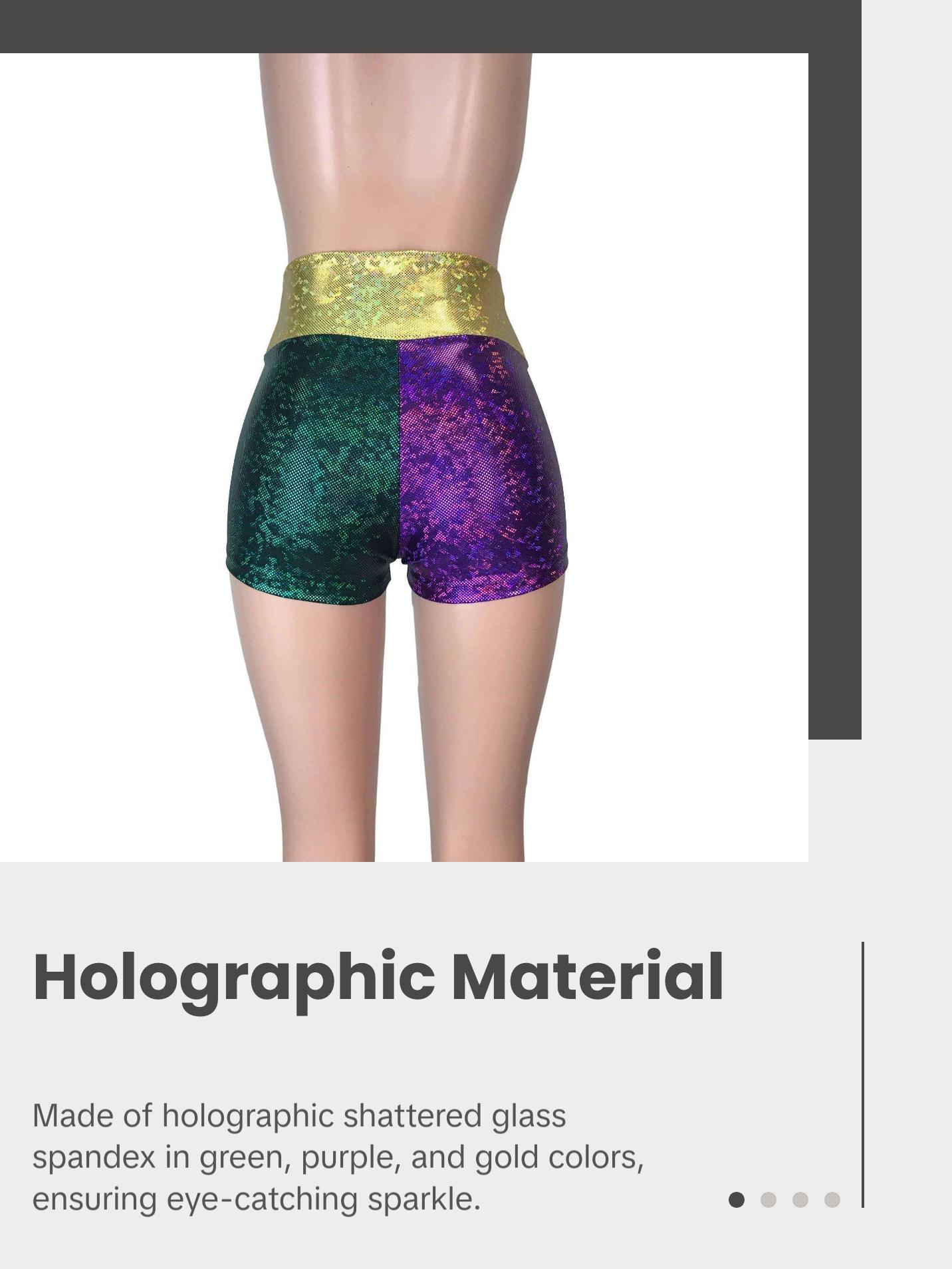 High Waisted Mardi Gras Booty Shorts - Holographic
