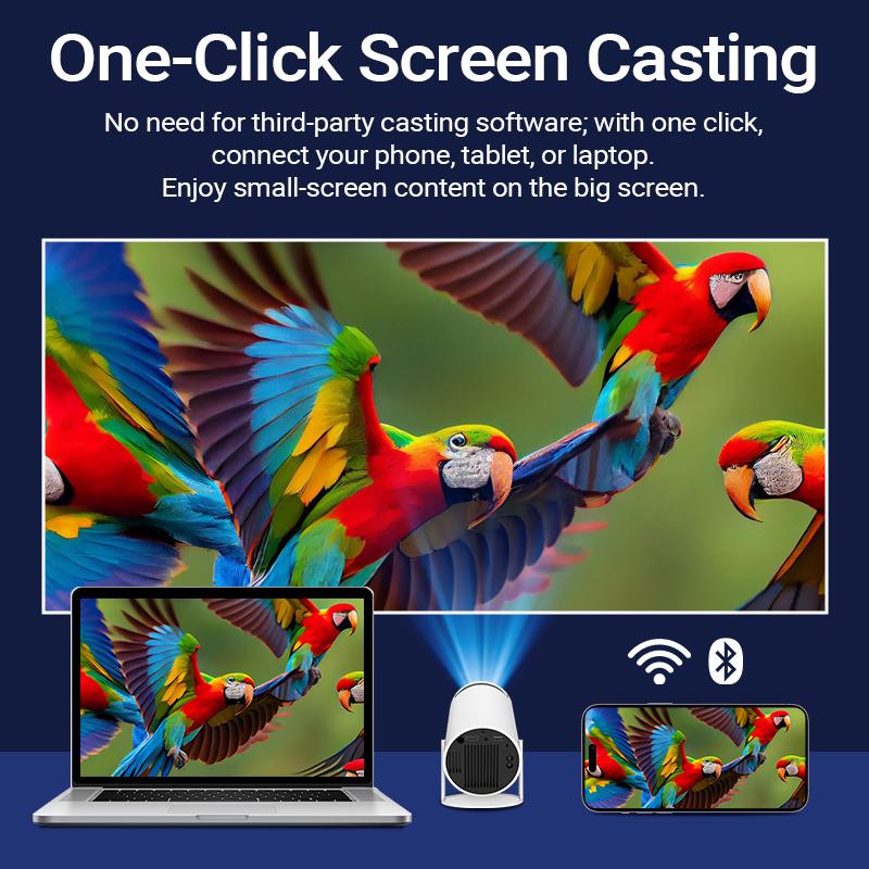 Outdoorfun Mini 4K Decoding Projector with 5G WiFi 6 & BT 5.0 720P Full HD 160 ANSI Lumens Portable Home Theater for Android Audio Bluetooth Game Bigger Watch Better