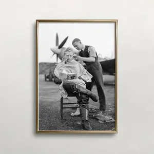 Vintage Fighter Pilot Haircut Photo: Military Wall Art ,Unframed Poster,Unframed Wall Art, Vintage Poster,Vintage Wall Art