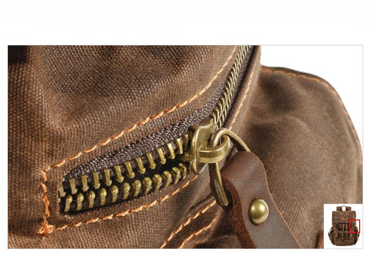 Vintage Waxed Canvas Laptop Backpack – Water Resistant Travel & Work Bag with Crazy Horse Leather for Men & Women