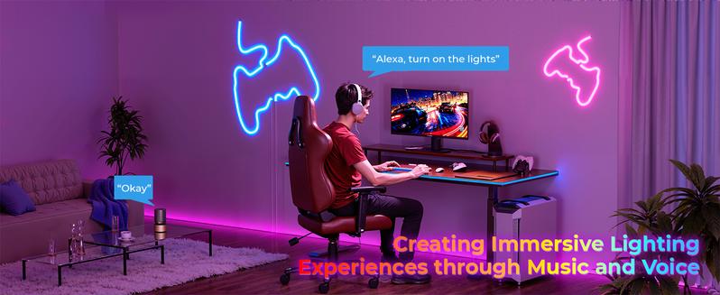 100FT Led Neon Rope Lights - Flexible Led Control with App/Remote Rope Lights 16.4FT Multiple Modes RGB IP65 Waterproof Outdoor Neon Music Sync Gaming Strip for Christmas Decor Indoor/Outdoor