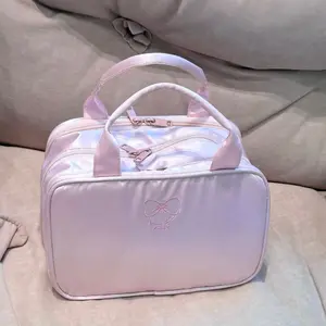 Travel Makeup Bag with Handle, Large Capacity Makeup Organizer, Waterproof Cosmetic Bag