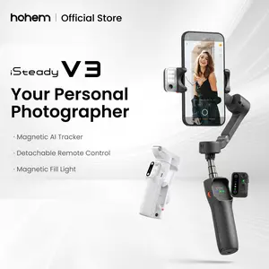 Hohem iSteady V3 New Gimbal Stabilizer for SmartiPhone, 3-Axis Phone Gimbal, Magnetic AI Tracker, Built-in Extendable Rod & Tripod, Detachable Remote Control,selfiestick,Phone Accessories,Suitable for Android & iPhone 17 series, Travel, Vlog, TikTok