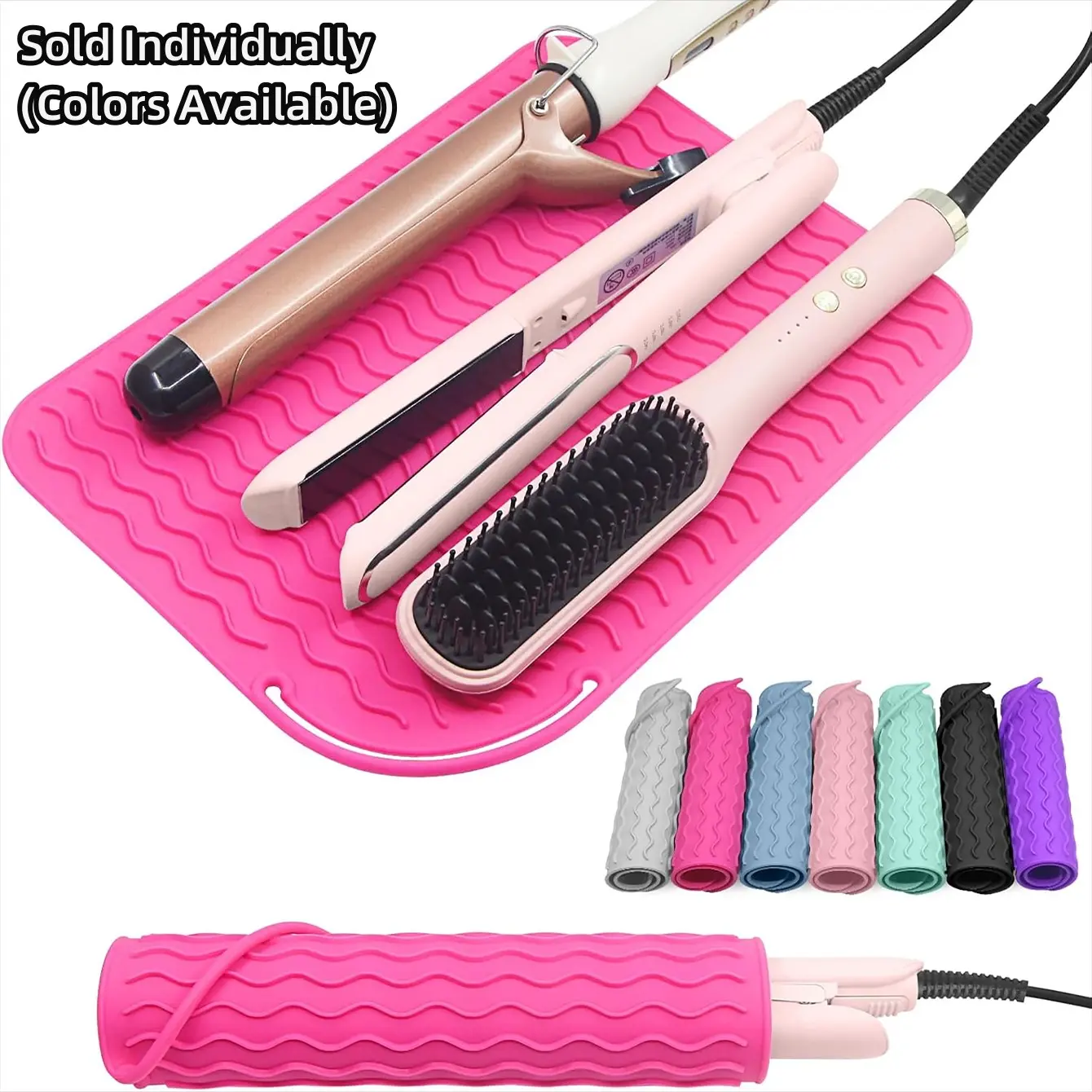 1 Piece Silicone Heat-Resistant Protective Base Mat - Single Item Accessory for Hair Straighteners, Flat Irons, Straightening Brushes, Non-Woven Hair Styling Tool Mat for Home & Travel