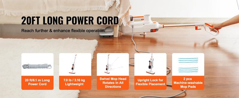VEVOR Steam Mop Sweeper, 8-in-1 Hard Wood Floor Cleaner with 7 Replaceable Brush Heads, for Various Hard Floors, Like Ceramic, Granite, Marble, Linoleum, Natural Floor Mop with 2 pcs Machine VEVOR Steam Mop Sweeper, 8-in-1 Hard Wood Floor Cleaner with 7 Replaceable Brush Heads, for Various Hard Floors, Like Ceramic, Granite, Marble, Linoleum, Natural Floor Mop with 2 pcs Machine