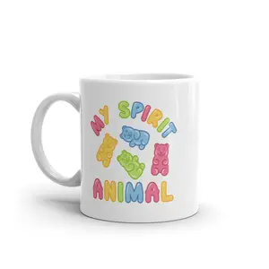Gummy Bear Spirit Animal Mug Funny Candy Graphic Novelty Coffee Cup - 11oz Funny Coffee Mugs Ceramic Printed Drinkware Cup
