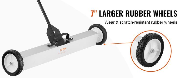 VEVOR 55Lbs Rolling Magnetic Sweeper with Wheels,Push-Type Magnetic Pick Up Sweeper, 24-inch Large Magnet Pickup Lawn Sweeper with Telescoping Handle, Easy Cleanup of Workshop Garage Yard