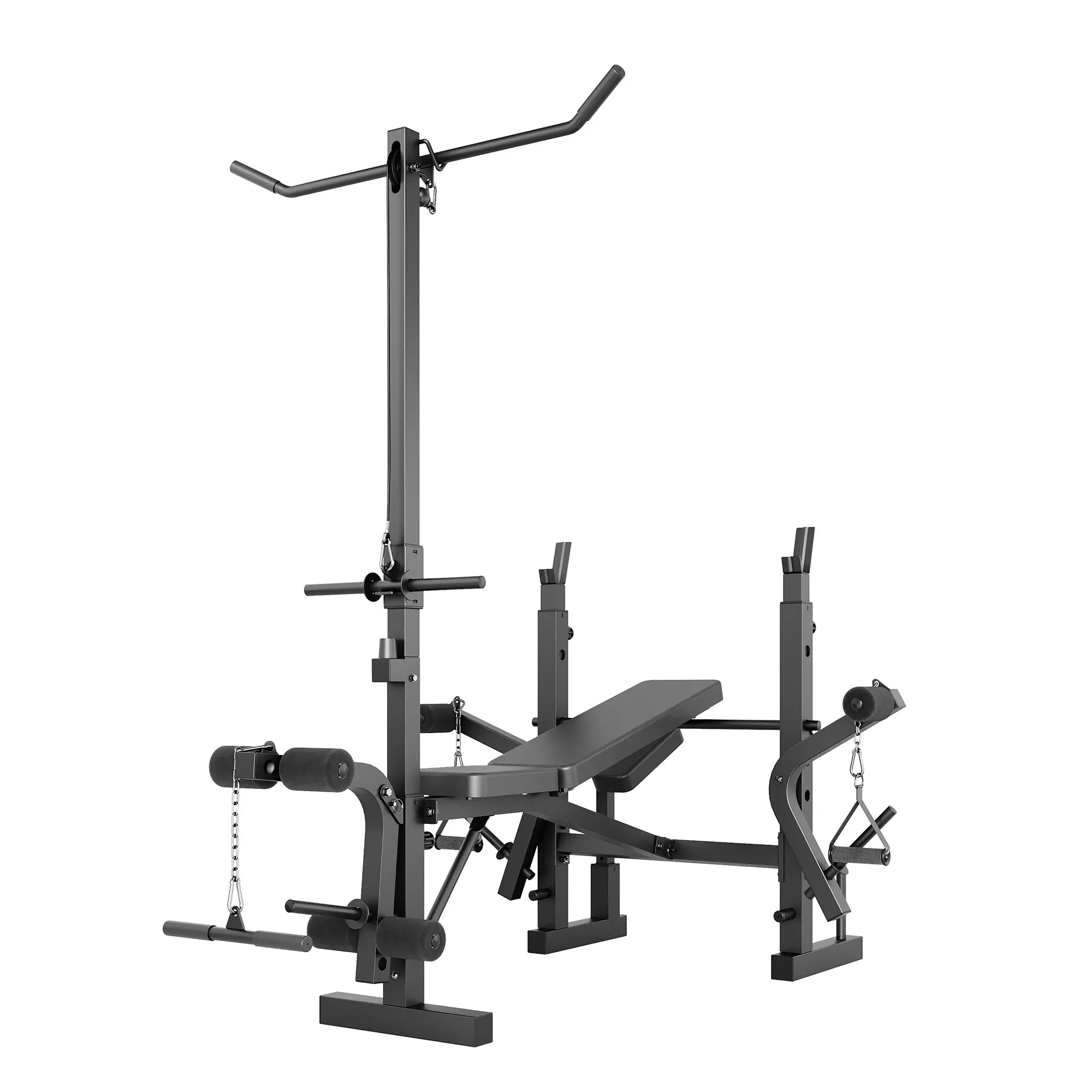7-in-1 Home Gym Weight Bench - 900 lb Capacity Training Fitness Equipment, Adjustable for Incline-Decline-Flat, with Lat Pulldown, Barbell Rack, Preacher Curl - Workout Home Gym Equipment for Strength Training, Workout Fitness Equipment