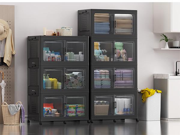 Broview V40 464Qt/600Qt/800Qt Large Stackable Storage Bins with Lid & Wheels, Extra Large Stackable Storage Bins with Dividers,19"D Closet Organizers and Storage Cabinet Shelves Collapsible Box for Home Kitchen