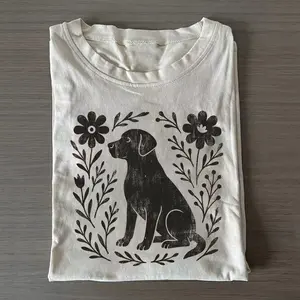 Vintage Floral Labrador T-Shirt, Comfort Colors Folk Art Dog Graphic Tee, Unisex Fit Design, Gift for Men and Women