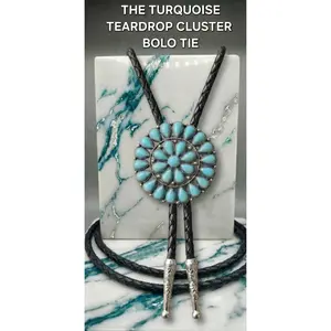 THE TURQUOISE TEARDROP CLUSTER BOLO TIE