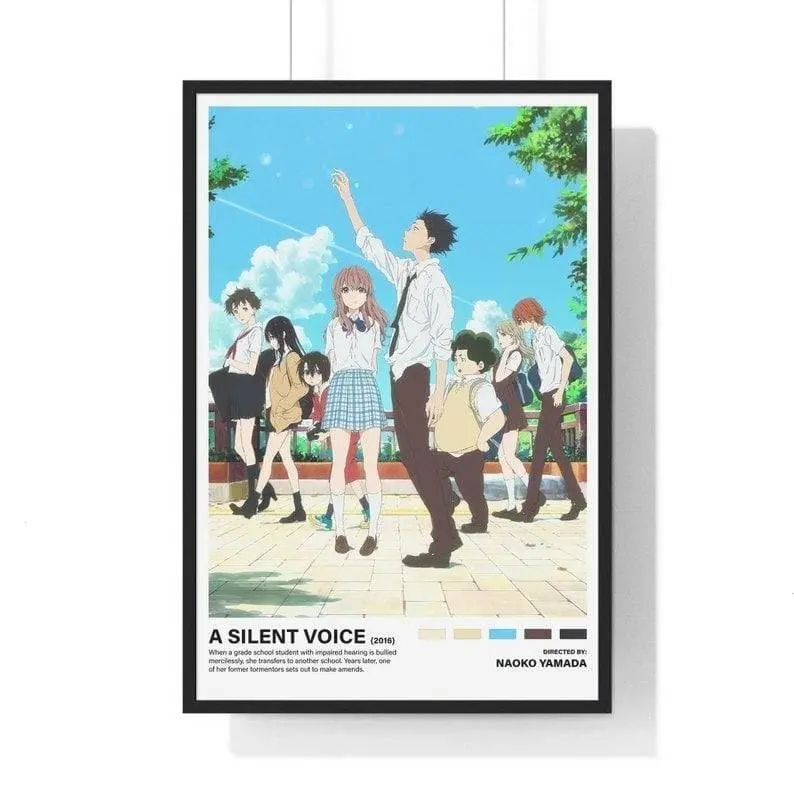 A Silent Voice Koe no Katachi Poster - Shoko Nishimiya & Shoya Ishida Artistic Satin Paper Photo Print, Thick Humidity-Resistant Retro Anime Aesthetic Unframed Wall Decor for Movie Rooms, Kid Room
