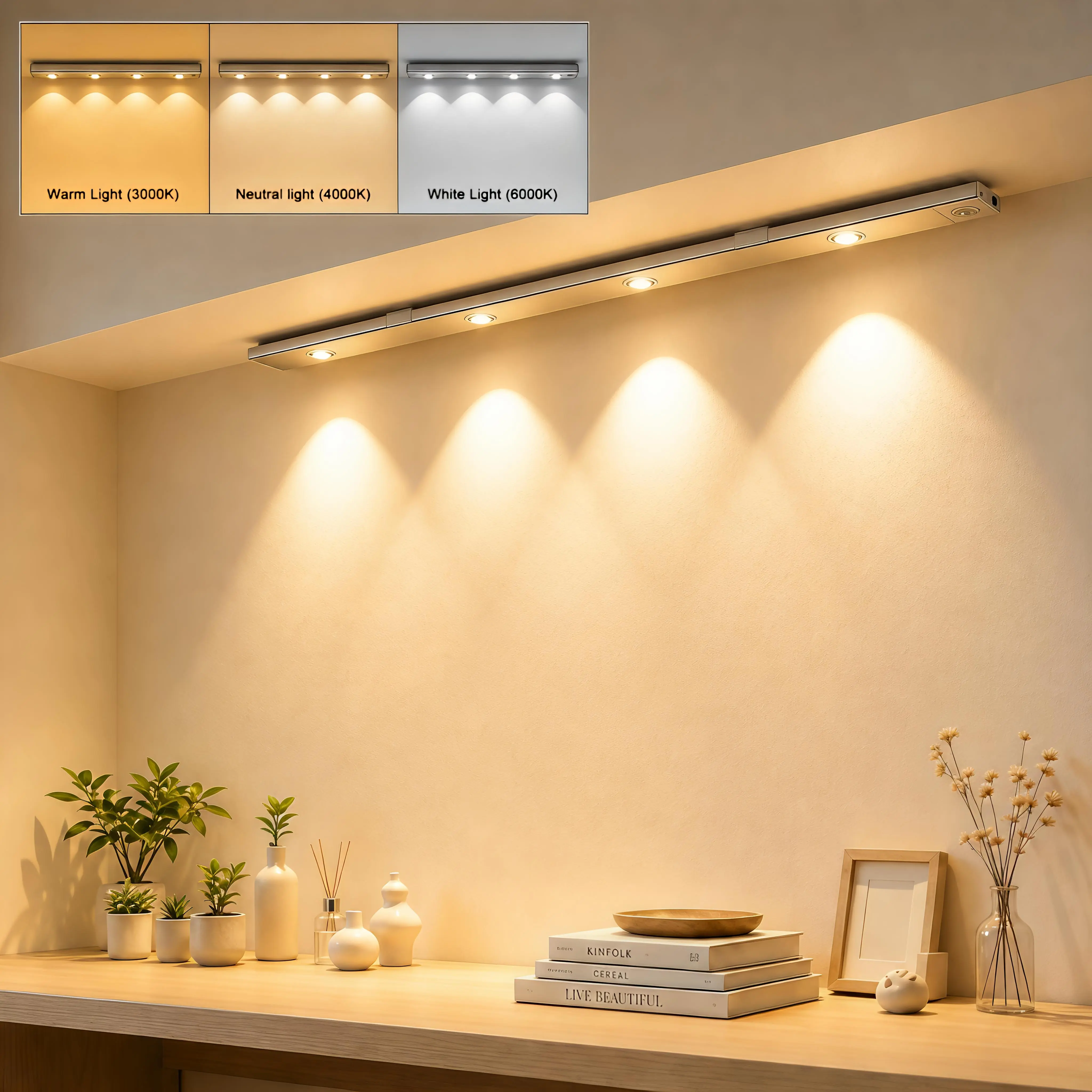 Motion-Activated Wireless LED Night Light - Ultra-Thin USB Rechargeable Cabinet Lamp with Adjustable Brightness, Dimmable, for Indoor Use in Kitchen, Wardrobe #GLOBAL PICKS