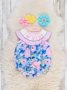 Mama Love Garden Smocked Bubble Romper