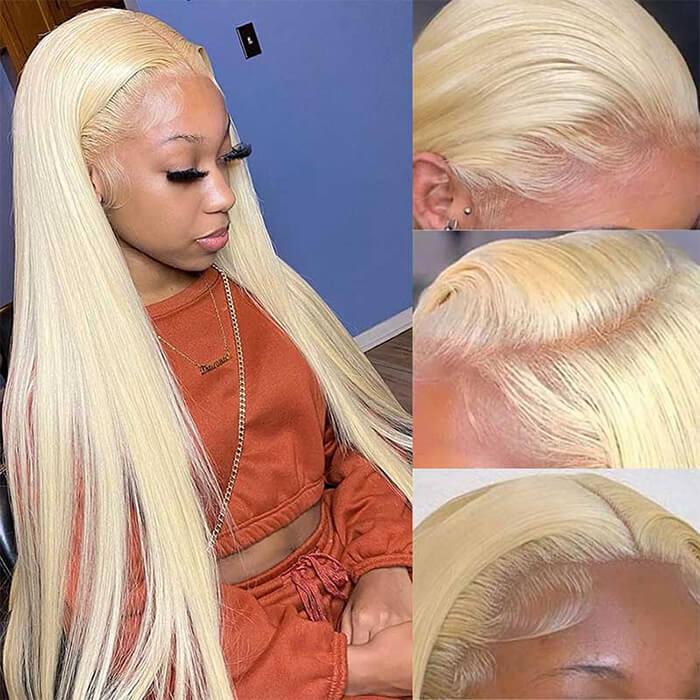 Pizazz Hair 613 Blonde Lace Front Wig Human Hair 13X4/13x6 HD Transparent Lace Front Wigs Human Hair 613 HD Straight Lace Frontal Wigs Human Hair with Pre Plucked Natural Hairline