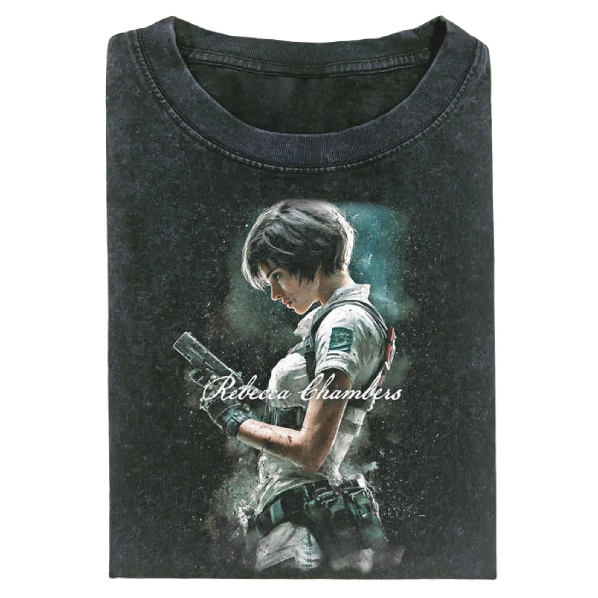 Resident Evil Graphic T-Shirt, Jill Valentine in Tactical Gear Holding Weapons, Unisex Streetwear Tee For Survival Horror Gamers & Collectors, Dark Outfit