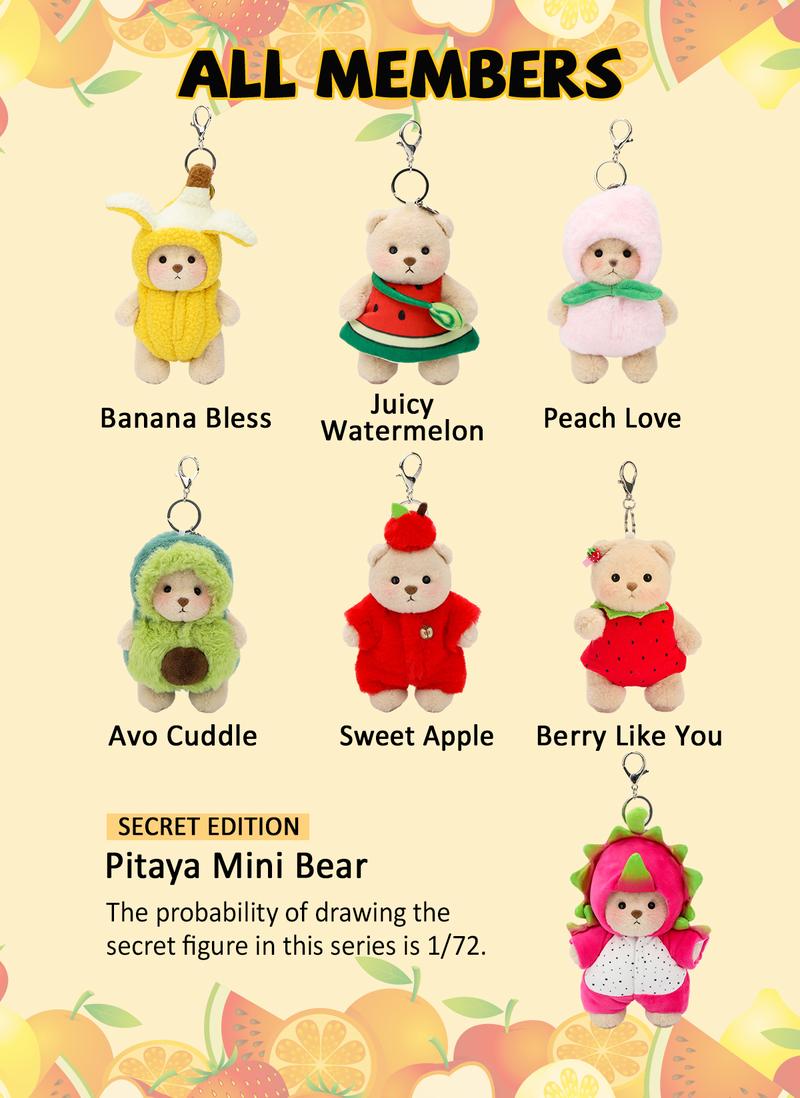 Getahug Fruit Tribe Series Mini Bear Blindbox | 5.9 Inches Plush Pendant Bag Charm Keychains Gift