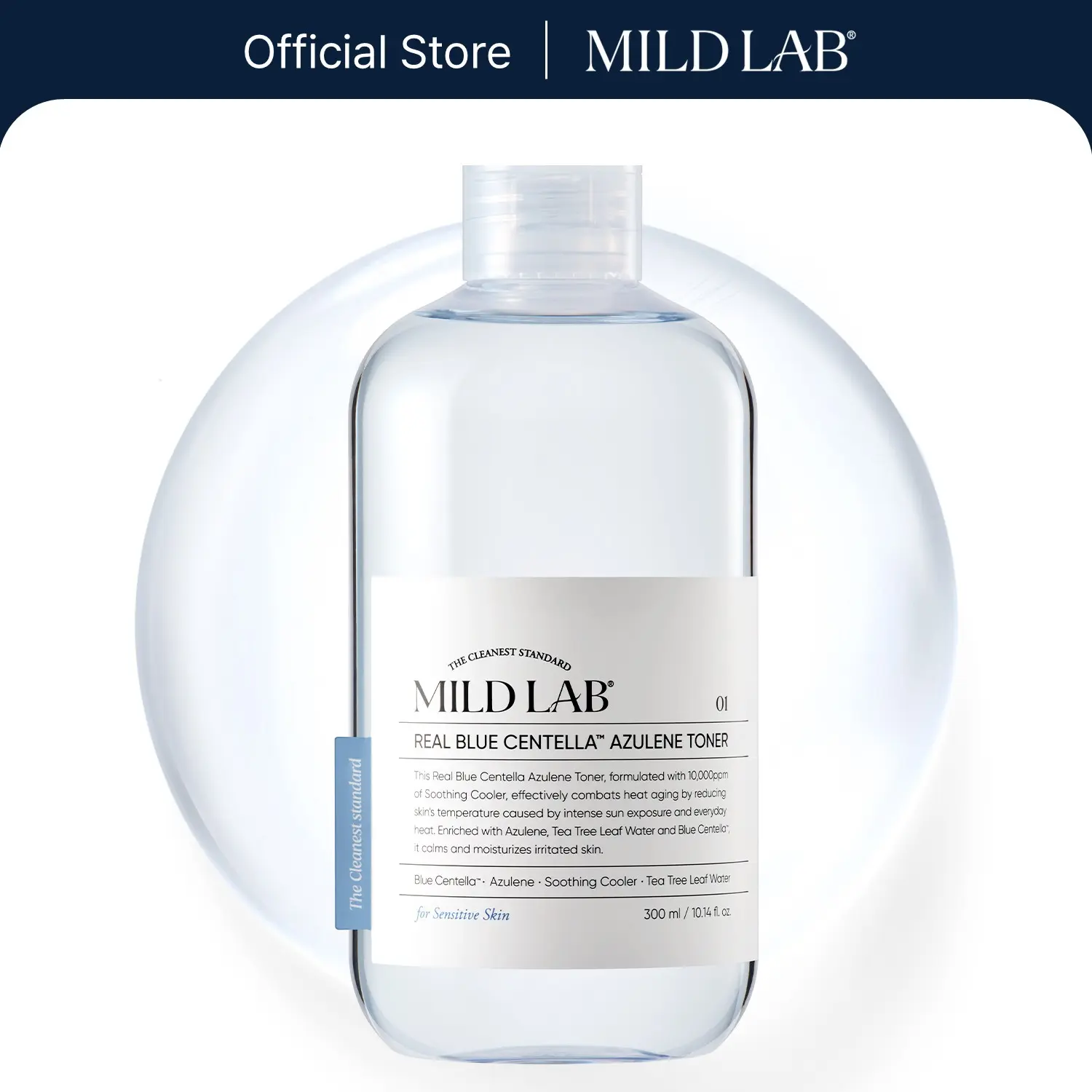 MILDLAB Real Blue Centella Azulene Toner | Calming & Hydrating Facial Toner for Oliy & Sensitive Skin with Azulene, Centella | Korean Skin Care (300 ml/10.14 fl.oz.)